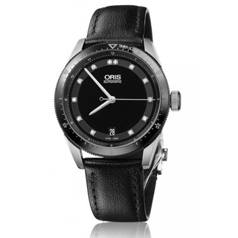 Oris Artix GT Date Diamonds Black Dial Black Leather Unisex Watch 01 733 7671 4494-07 5 18 82FC watches