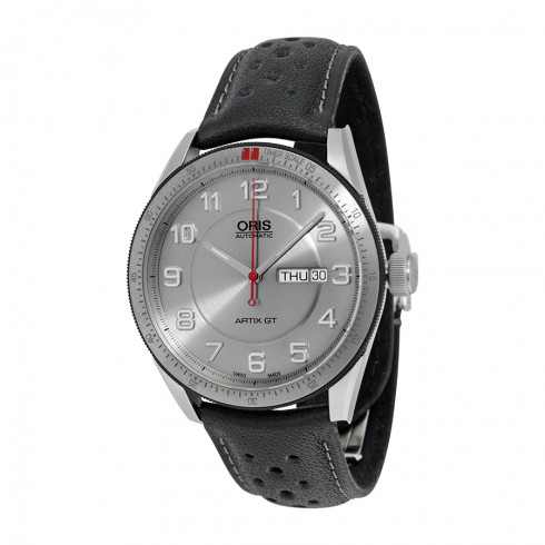Oris Artix GT Day Date Silver Dial Black Leather Men's Watch 01 735 7662 4461-07 5 21 87 FC watches