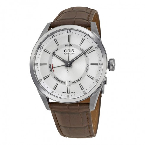 Oris Artix Pointer Day Automatic Silver Dial Brown Leather Men's Watch 755-7691-4051LS watches