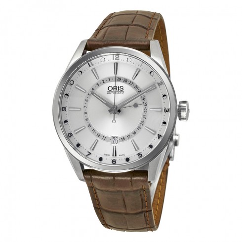 Oris Artix Pointer Moon Silver Dial Brown Leather Men's Watch 76176914051LS watches