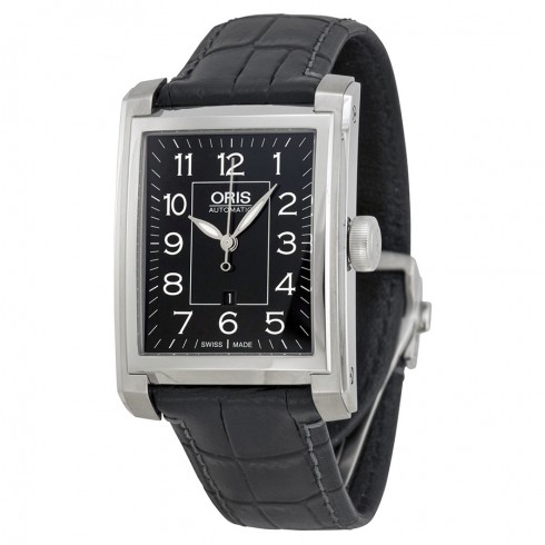 Oris Automatic Black Dial Black Leather Mens Watch 561-7657-4034LS watches