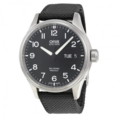 Oris Big Crown Automatic Black Dial Black Textile Men's Watch 752-7698-4164TS watches