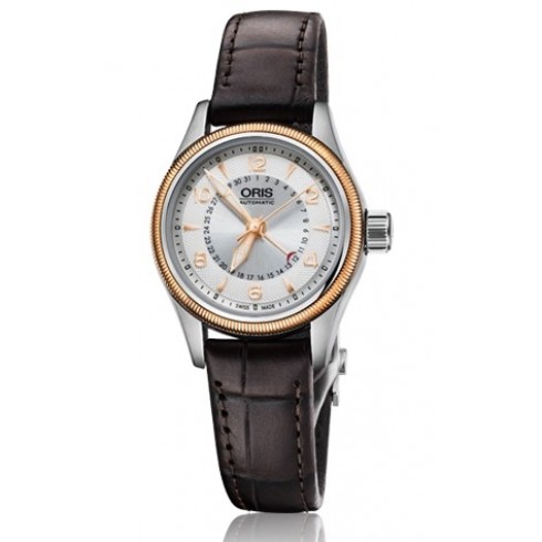 Oris Big Crown Pointer Date Silver Dial Dark Brown Leather Unisex Watch 01 594 7680 4361-07 5 14 77FC watches