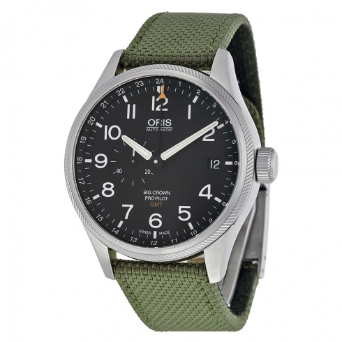 Oris Big Crown Pro Pilot Automatic Black Dial Olive Green Textile Men's Watch 748-7710-4164GRFS watches