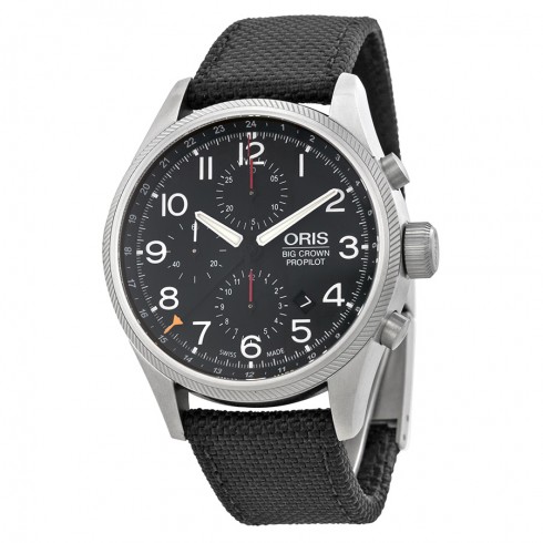 Oris Big Crown Pro Pilot Chronograph Black Dial Black Fabric Men's Watch 677-7699-4164FS watches