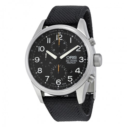 Oris Big Crown Pro Pilot Chronograph Black Dial Black Textile Men's Watch 774-7699-4134FS watches