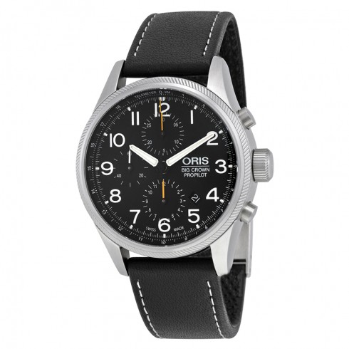 Oris Big Crown ProPilot Chronograph Black Dial Black Leather Men's Watch 774-7699-4134LS watches