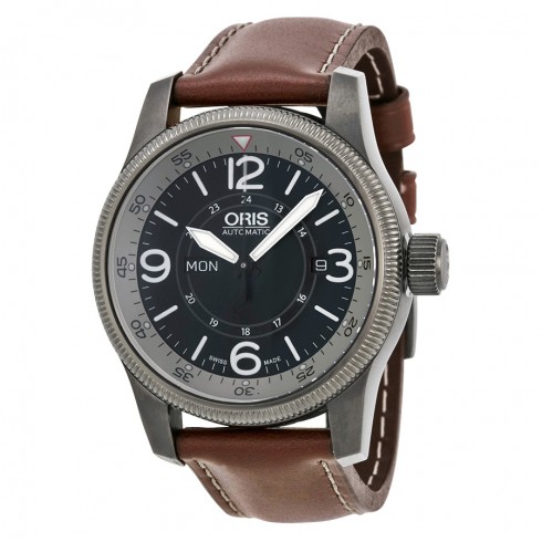 Oris Big Crown Timer Black Dial Brown Leather Automatic Men's Watch 735-7660-4264LS watches