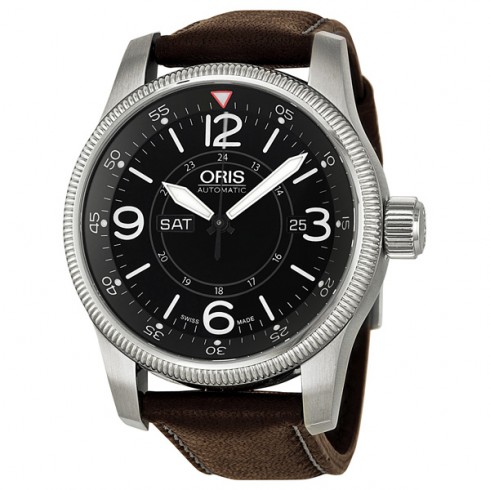 Oris Big Crown Timer Black Dial Brown Leather Men's Watch 735-7660-4064LS watches