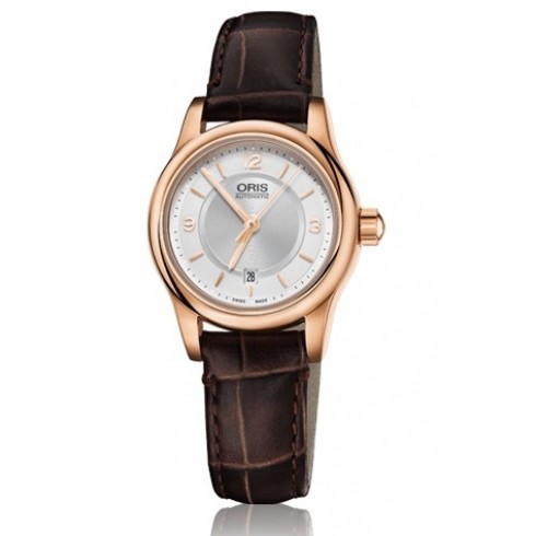 Oris Classic Date Silver Dial Brown Leather Ladies Watch 01 561 7650 4831-07 6 14 10 watches