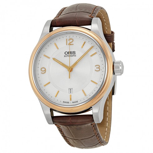 Oris Classic Date Silver Dial Brown Leather Men's Watch 733-7594-4331LS watches