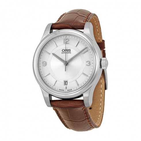 Oris Classic Date Silver Dial Brown Leather Men's Watch 733-7578-4031LS watches