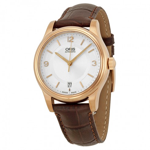 Oris Classic Date Silver Dial Brown Leather Men's Watch 733-7578-4831LS watches