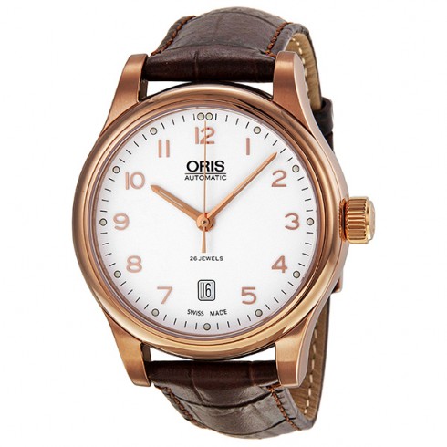 Oris Classic White Dial Rose Gold PVD Men's Watch 733-7594-4891LS watches