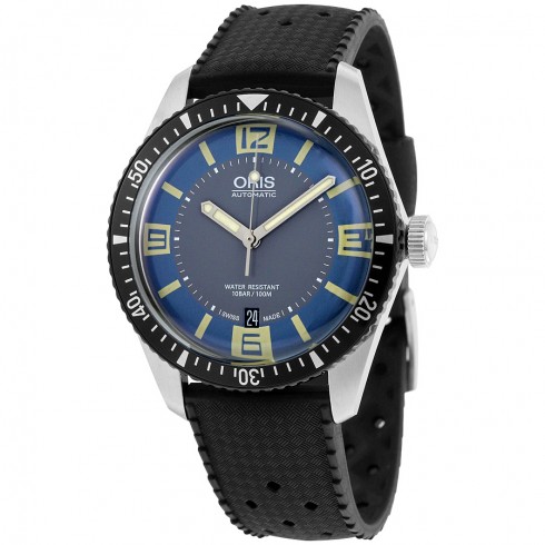 Oris Divers Sixty-Five Blue and Grey Dial Black Rubber Men's Watch 733-7707-4065BKFS watches