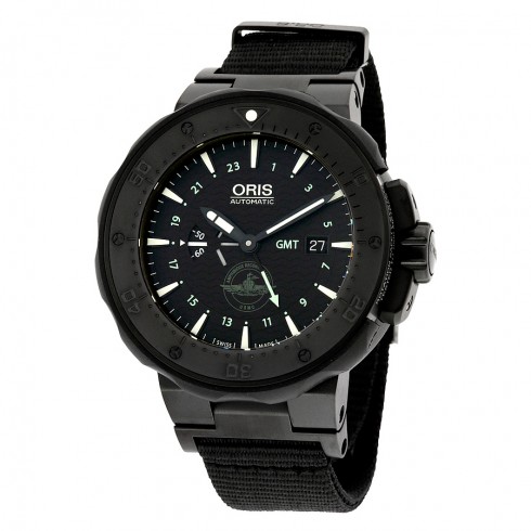 Oris Pro Diver Force Recon GMT Black Dial Black Rubber Men's Watch 747-7715-7754SET watches