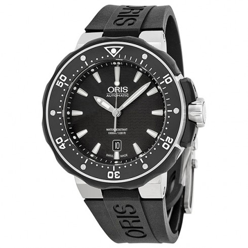 Oris ProDiver Date Black Dial Black Rubber Men's Watch 733-7682-7154RS watches