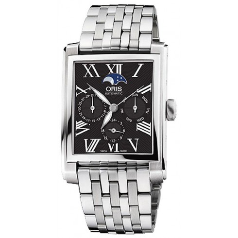 Oris Rectangular Black Dial Stainless Steel Automatic Men's Watch 582-7658-4034MB watches