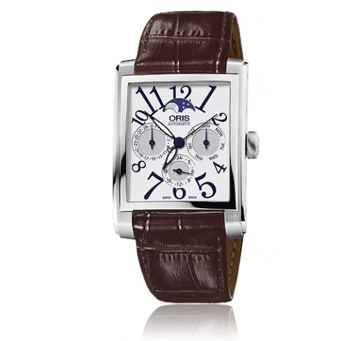 Oris Rectangular Silver Dial Brown Leather Automatic Men's Watch 582-7658-4061LS watches