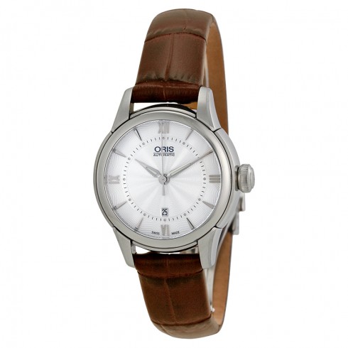 Oris Silver Dial Brown Leather Ladies Watch 561-7687-4071LS watches