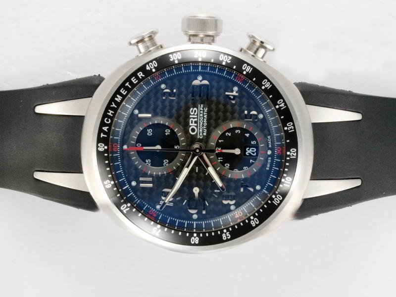 Oris TT3 Chronograph Automatic 674-7587-7264 Mens Blue Rubber Strap Round Watch watches
