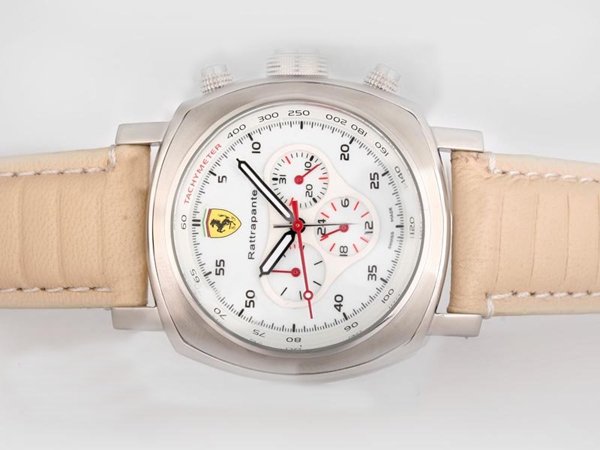 Panerai Ferrari Rattrapante FER00010 Pink Crocodile Leather Strap Stainless Steel Bezel Watch watches