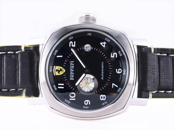 Panerai Ferrari Scuderia FER00009 Mens Black Crocodile Leather Strap Stainless Steel Bezel Watch watches