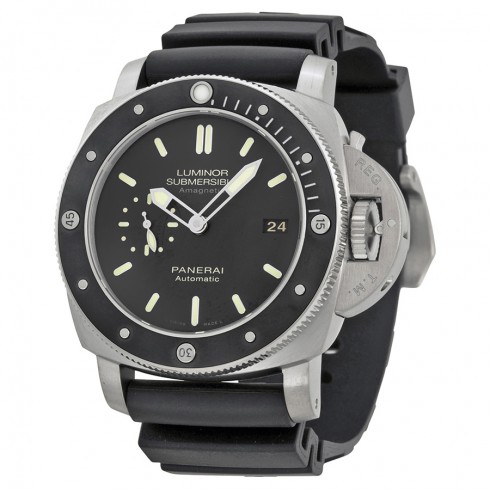 Panerai Luminar Submersible 1950 Amagnetic Black Dial Black Rubber Men's Watch PAM00389 watches