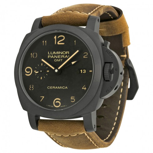 Panerai Luminor 1950 3 Days GMT Black Dial Brown Leather Men's Watch PAM00441 watches