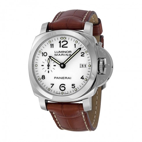 Panerai Luminor 1950 Automatic White Dial Brown Leather Men's Watch PAM00523 watches