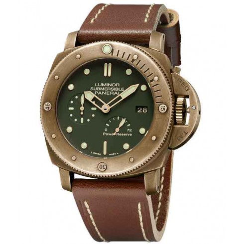 Panerai Luminor 1950 Submersible Green Dial Bronze Leather Men's Watch PAM00507 watches