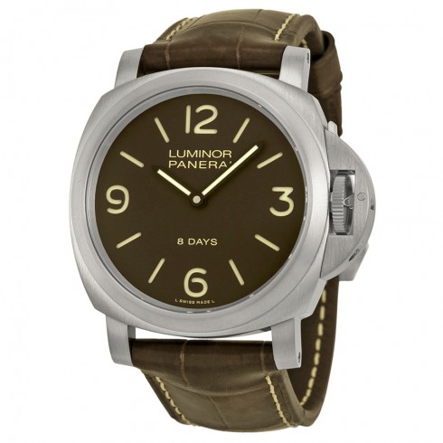 Panerai Luminor Base 8 Days Acciaio Mechanical Brown Dial Men's Watch PAM00562 watches