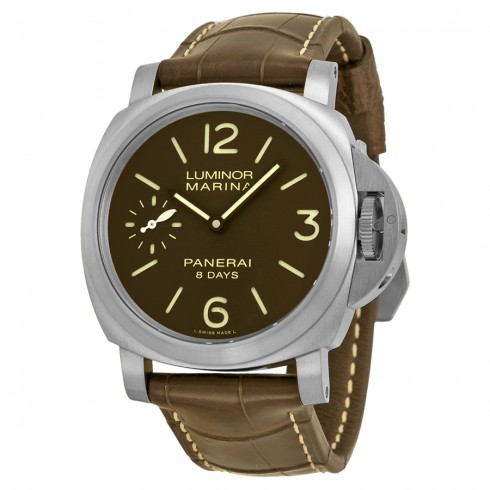 Panerai Luminor Marina 8 Days Titanio Mechanical Brown Dial Brown Leather Men's Watch PAM00564 watches