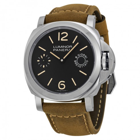 Panerai Luminor Marina Black Dial Tan Leather Men's Watch PAM00590 watches