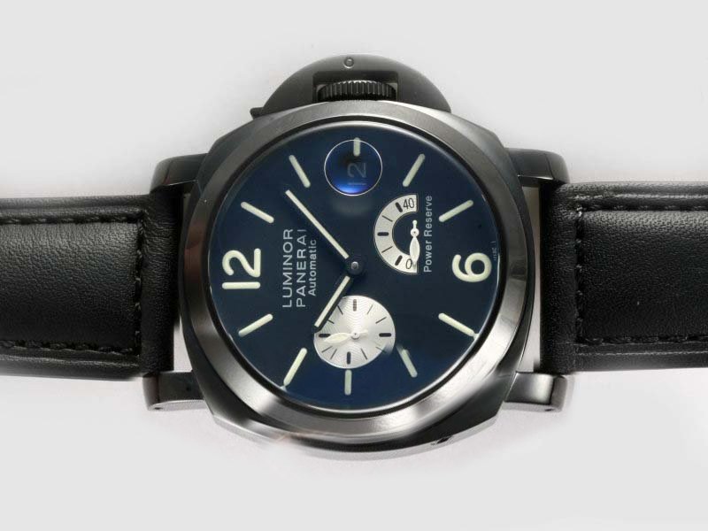 Panerai Luminor PAM 125 Black Ostrich Leather Strap 40mm Blue Dial Watch watches
