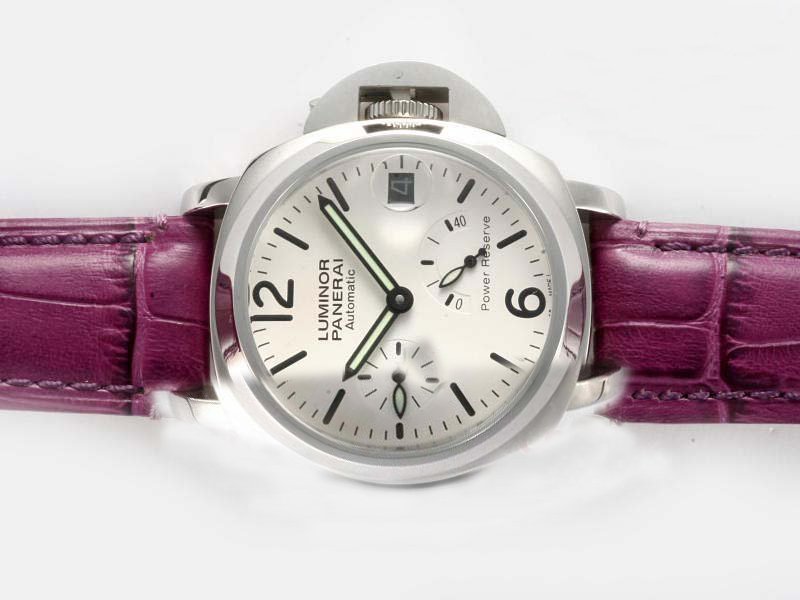Panerai Luminor PAM 241 Purple Crocodile Leather Strap 40mm White Dial Watch watches