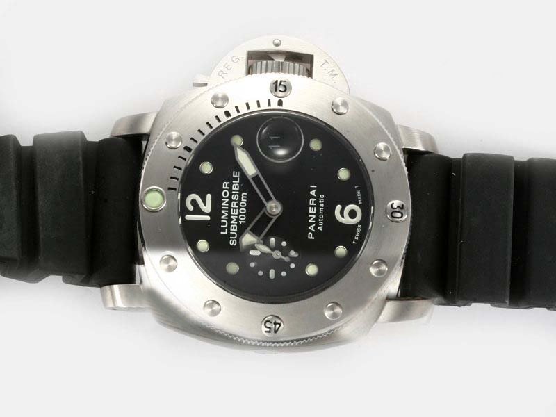 Panerai Luminor PAM 243 44mm Black Rubber Strap Black Dial Watch watches