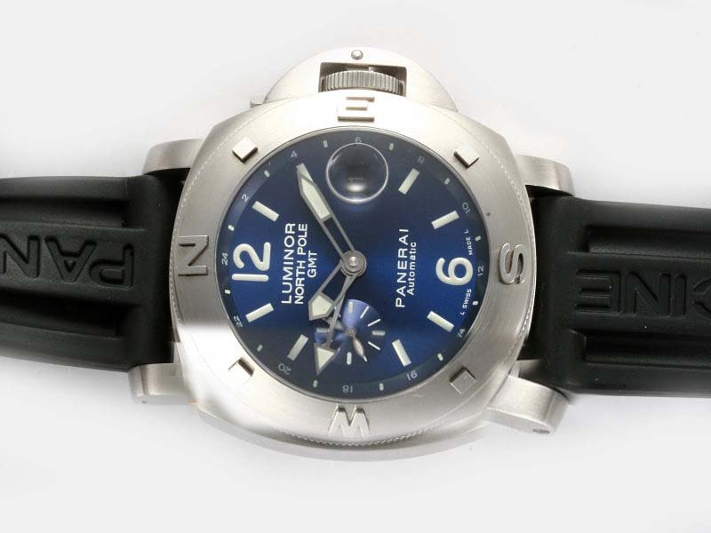Panerai Luminor PAM 252 Blue Dial Stainless Steel Bezel Black Rubber Strap Watch watches