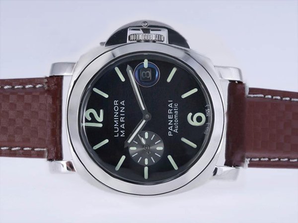 Panerai Luminor PAM 48 Brown Crocodile Leather Strap Mens 48mm Watch watches