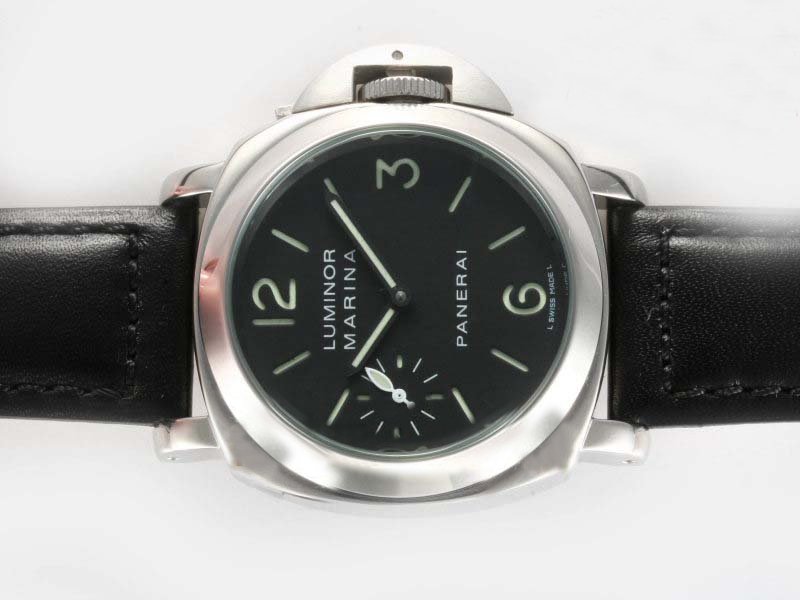 Panerai Luminor PAM00111 Midsize Black Ostrich Leather Strap Watch watches