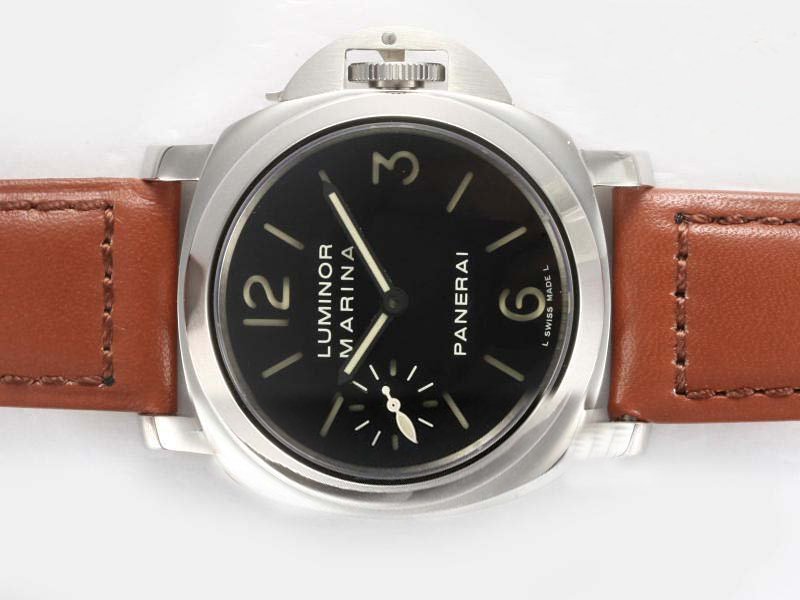 Panerai Luminor PAM00111 Stainless Steel Bezel Manual Winding Black Dial Watch watches