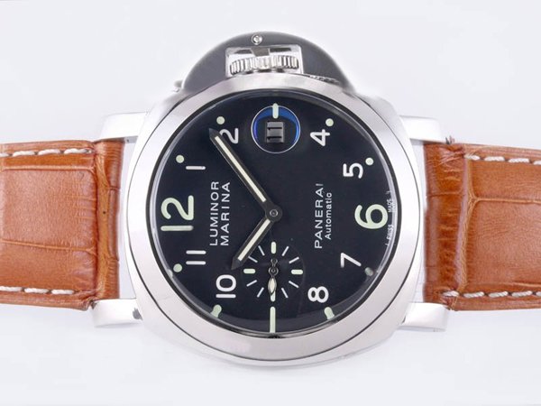 Panerai Luminor PAM00164 Round Mens Brown Cow Leather Strap Watch watches