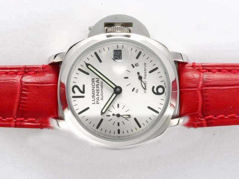 Panerai Luminor PAM241 Red Crocodile Leather Strap 40mm White Dial Watch watches