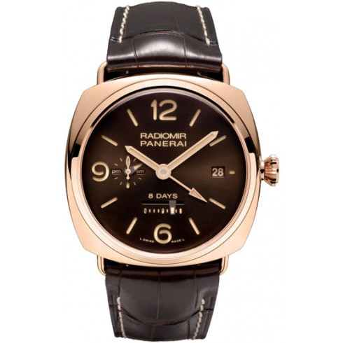 Panerai Radiomir 8 Days GMT Oro Rosso Brown Dial Manual Wind Men's Watch PAM00395 watches