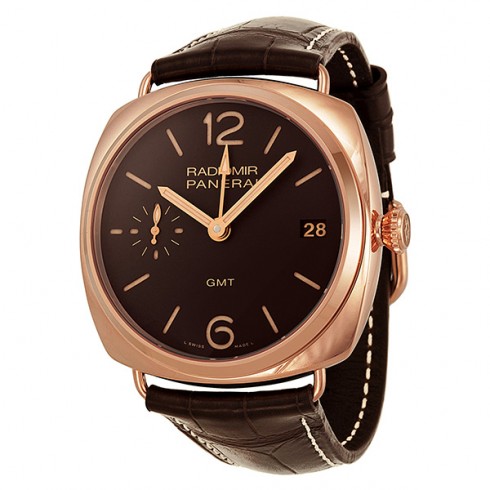 Panerai Radiomir GMT Brown Dial 18kt Rose Gold Brown Alligator Leather Men's Watch PAM00421 watches