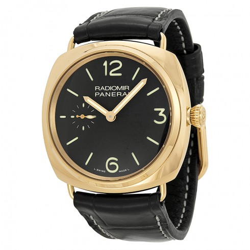 Panerai Radiomir Oro Rosa Black Dial 18kt Rose Gold Black Leather Men's Watch PAM00378 watches