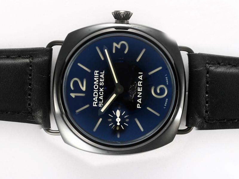 Panerai Radiomir PAM 292 Black Crocodile Leather Strap 45mm Blue Dial Watch watches