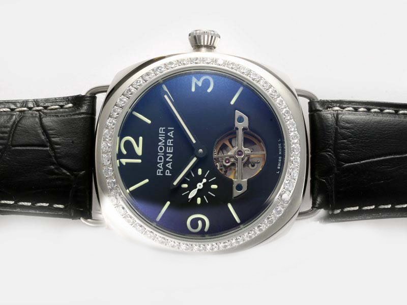 Panerai Radiomir PAM00316 Stainless Steel Bezel Black Cow Leather Strap Mens Watch watches