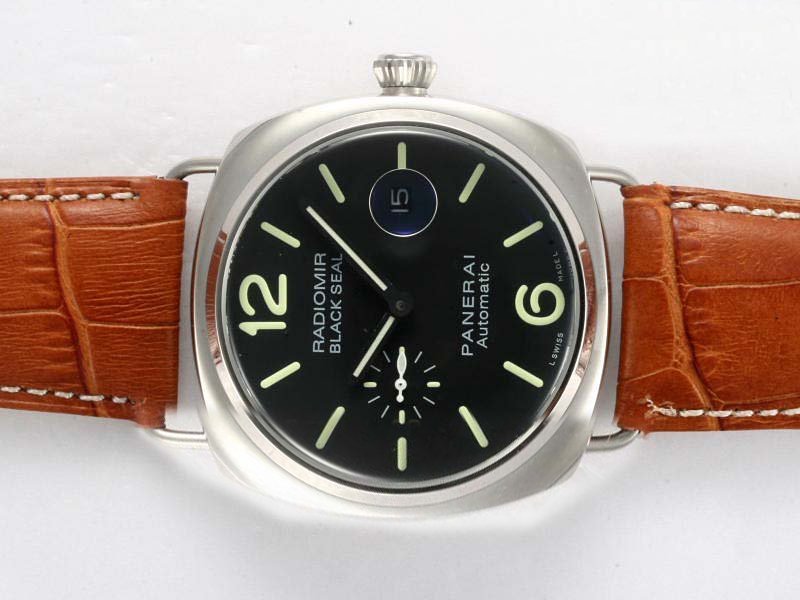 Panerai Radiomir PAM287J Mens Round Brown Crocodile Leather Strap Watch watches