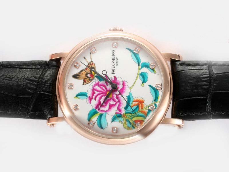 Patek Philippe Aquanaut 7000R Multicolor Dial Black Ostrich Leather Strap Watch watches
